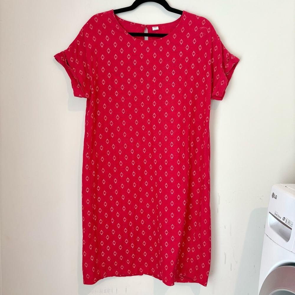 Women’s Linen Blend Red Shirt Dress Medium